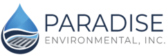 Paradise Environmental logo with water droplet and storm drain grate representing industrial stormwater compliance and environmental consulting services